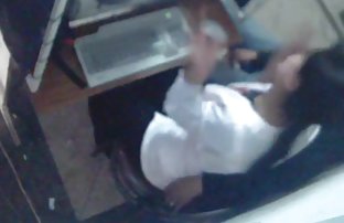 Experienced man fucked asshole brunette at work point and cum inside