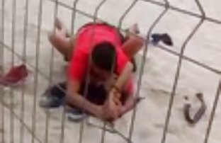 Red flat-breasted chick fucks with black yoga trainer